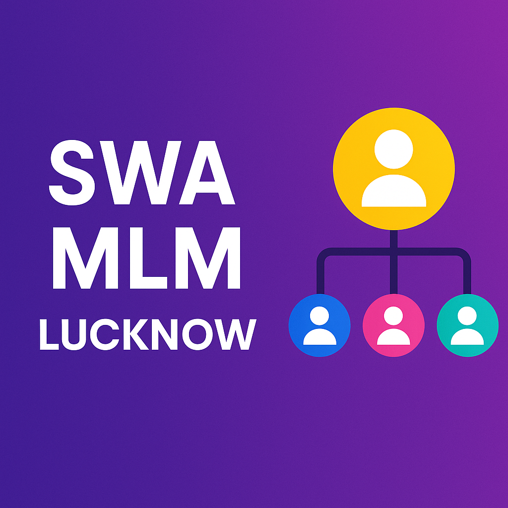 Best MLM Software Company in Transport Nagar Lucknow 17 Best MLM Software Company in Transport Nagar Lucknow – SWA MLM Lucknow logo with network structure on a purple background