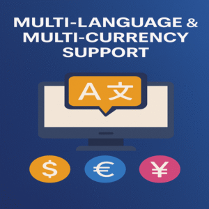 Interface representing the Best MLM Software Company in Transport Nagar Lucknow with multi-language and multi-currency support features. 