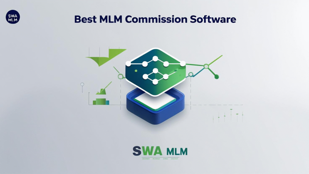 Dashboard interface illustration showcasing powerful Best MLM Commission Software features by SWA MLM.